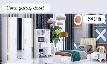 qız ucun yataq: Gənc yataq dəsti – 649 ₼ Tərkibi: - 3 qapılı şkaf: orta qapıda güzgü — 1