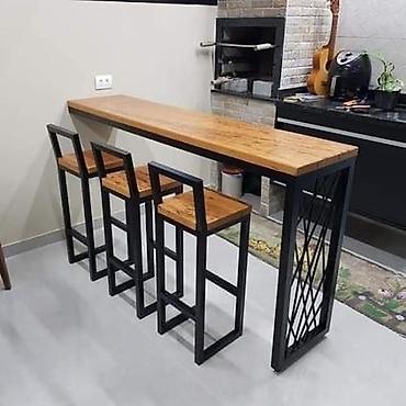 bar stullar: Qonaq otağı üçün, Yeni, Açılmayan, Dördbucaq masa, 4 stul — 1