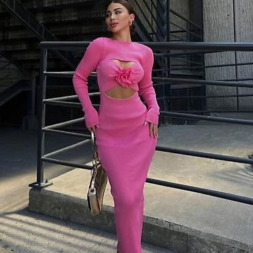 Haljine: Haljine vise modela sa elastinom. Bez,crna,borda,roza,puder — 8