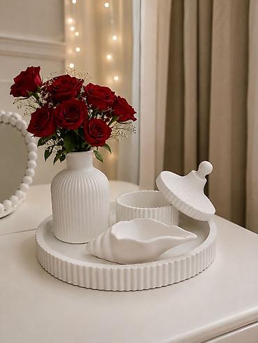 pasdel: Minimalist dekor dəstləri – mat ağ keramika - Material: Yüksək — 1