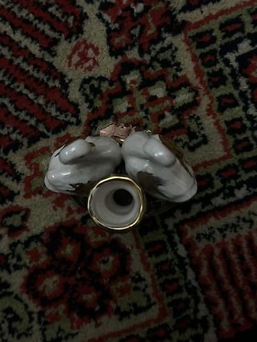 şamdanlar: Porseleyn şamdan – iki qu quşu fiqurlu - Material: parlaq porselen - — 3