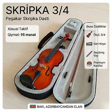 skripka 34: Skripka 3/4 – Peşəkar Skripka Dəsti - Ölçü: 3/4 - Dəst tərkibi — 1