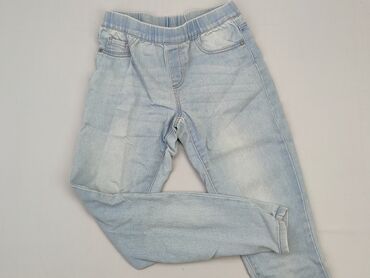 czarno niebieskie jeansy: Spodnie jeansowe, 11 lat, 146, stan - Dobry
