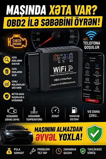 WiFi OBD2 diaqnostika adapteri - Telefonla qoşulur (iOS, Android və