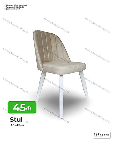 stol sekilleri: Stul – 40×45 sm - Yumşaq, rahat oturacaq və bel hissəsi - Şaquli — 1