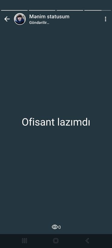 Tibb, əczaçılıq: Ofisiant tələb olunur, Restoran, Gündəlik ödəniş, 18-29 yaş, 1-2 illik təcrübə