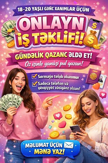 operator online: Çağrı mərkəzi operatoru tələb olunur, Yalnız qadınlar üçün, 18-29 yaş, Gündəlik ödəniş — 1
