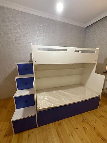 dosek matras: Uşaq üçün ikimərtəbəli çarpayı-dolab sistemi - Rəng: ağ-göy — 7