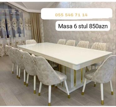 столешница для стола на заказ: Qonaq otağı üçün, Yeni, 6 stul