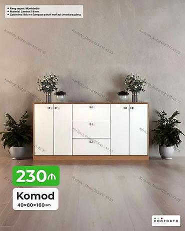 Komodlar: Komod – 40×80×160 sm ölçülərdə - Minimalist dizayn, ağ ön panellər və — 1
