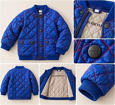Kurtkalar: Orginal Burberry-- Uşaq üçün quilted jaket – mavi rəngdə, qırmızı — 1