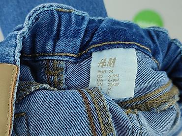 dresy relab: Spodnie jeansowe, H&M, 6-9 miesięcy, stan - Idealny — 4