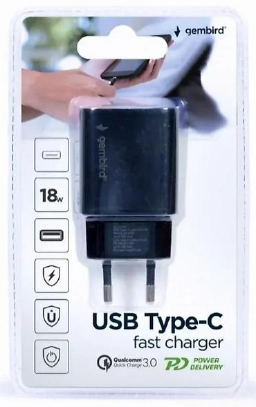 Adapteri i punjači za laptop: Gembird mrežni punjač sa 2 izlaza – USB-A i USB-C - Kompaktni zidni — 5
