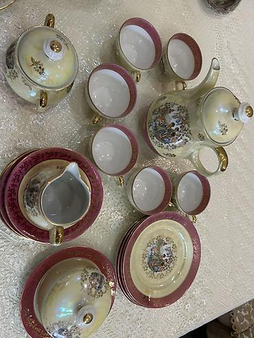 dekor sar: Çay dəsti, rəng - Sarı, Farfor, 6 nəfərlik — 1