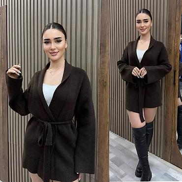 casio qol saatlari: Qadınlar üçün qısa trikotaj kardiqan - Model: kəmərli, yaxası açıq — 5