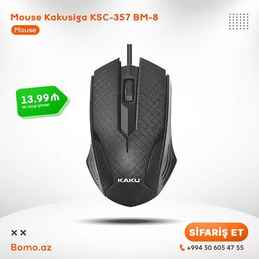 mouse altlığı: 📦 Mouse Kakusiga KSC-357 BM-8 Brend: Kaku Rəngi: Qara Qoşulma: USB