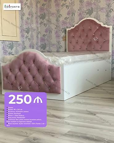 Çarpayı – klassik üslubda başlıq və ayaqlıqla - Ölçü: 90 × 200 sm -