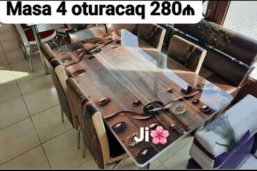 Masa və oturacaq dəstləri: Mətbəx üçün, Yeni, Açılan, Dördbucaq masa, 4 stul — 8