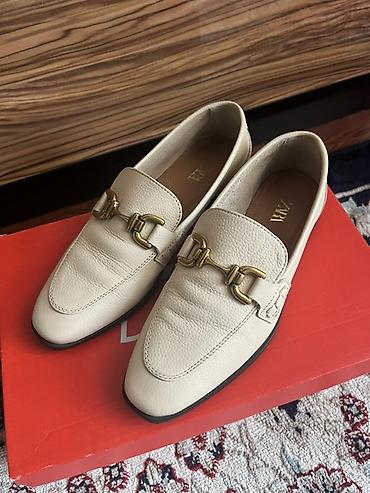 Мокасины и лоферы: Лоферы, 36, Zara, Б/у, цвет - Бежевый, Самовывоз, Платная доставка — 2