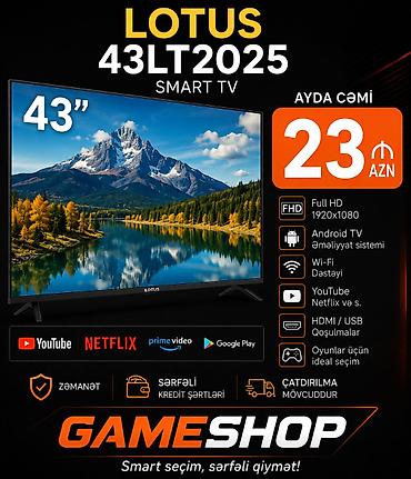 LOTUS 43LT2025 Smart TV – 43 düym Xüsusiyyətlər: - Ekran: 43", Full lalafo.az -da LOTUS 43LT2025 Smart TV – 43 düym Xüsusiyyətlər: - Ekran: 43", Full