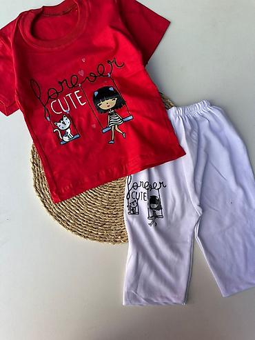 qız: Uşaq geyim dəsti – “Forever Cute” printi - İki hissəli dəst: qısaqol — 4