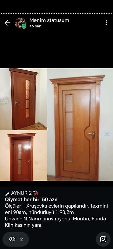 Taxta iç qapılar – Xruşşovka tipli mənzillər üçün - Material: ağac
