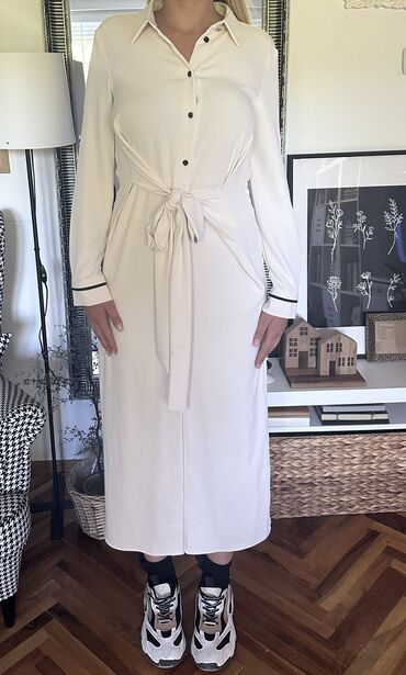 zara žuta haljina: Zara M (EU 38), color - White, Other style, Long sleeves