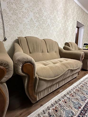 Комплекты мягкой мебели: Комплект мягкой мебели, Б/у, Самовывоз, Бесплатная доставка, цвет - Бежевый — 2