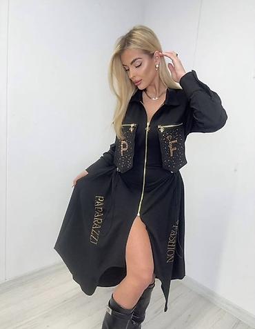 Личные вещи: Черное женское платье-рубашка Paparazzi Fashion. Размер стандарт до 52 — 1