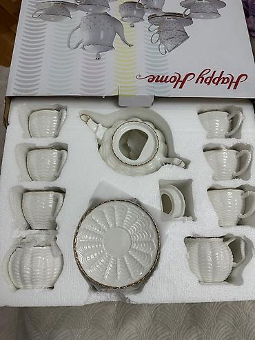 cay desdi: Çay dəsti, rəng - Ağ, Farfor — 1