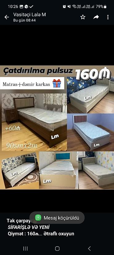 *Tək çarpayı*👑 _*SİFARİŞLƏ VƏ YENİ*_ *Qiymət : 160₼* Ölçü 