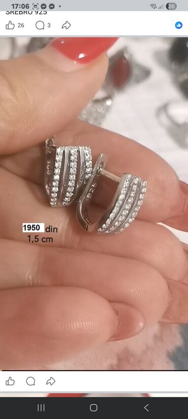 Minđuše: Srebrne minđuše – više modela, srebro 925. - Model 1: polukružne — 2