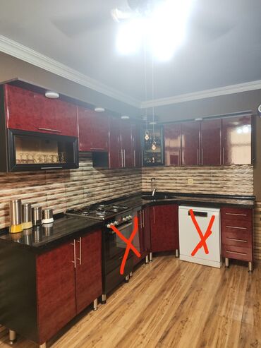 Мебель: 2.90 /1.90 uqlavoy hissəsidir,ayrı olan şkafın eni isə 1.25 üst