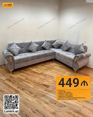 Mebel: Künc divan – La Mini - Ölçülər: 280 × 200 sm - Mexanizm: açılan — 1