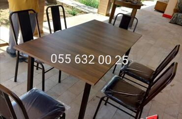 Bağ, çöl masa və oturacaq dəstləri: Yeni, Kvadrat masa, 4 stul, Açılan, Stullar ilə, Metal, Azərbaycan — 2