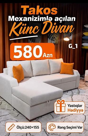 divan kravat: Takos mexanizmi ilə açılan künc divan – model G_1 - Ölçü: 240 × 155 — 1