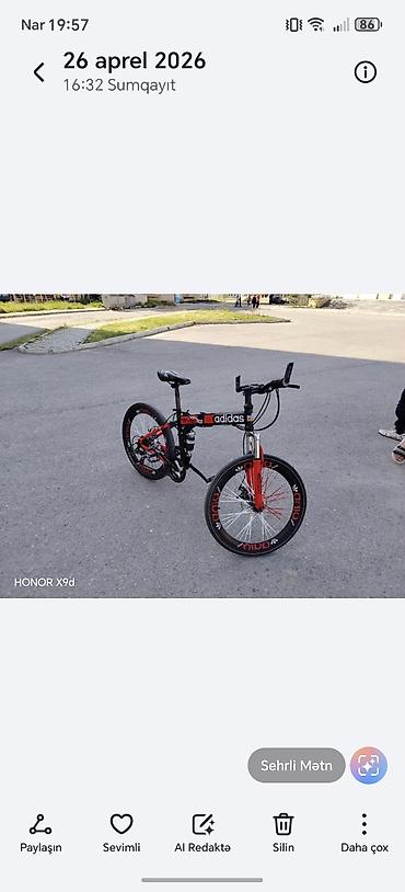 İdman velosipedləri: Qatlanan dağ velosipedi – Adidas Qırmızı qara rəng - Çərçivə — 4