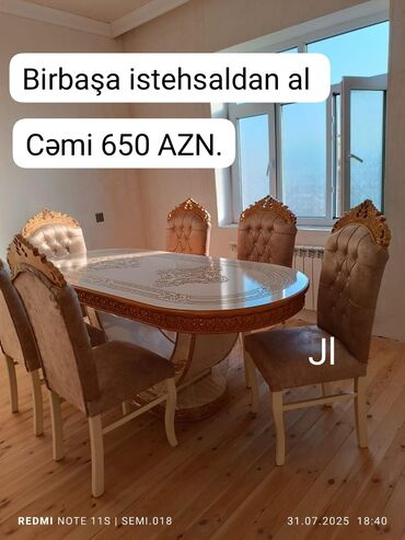 Dolablar: Qonaq otağı üçün, Oval masa, 6 stul