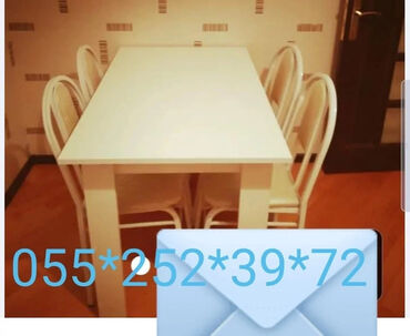 12 neferlik stol stul: Для кухни, Для гостиной, Новый, Нераскладной, Прямоугольный стол, 4 стула, Азербайджан