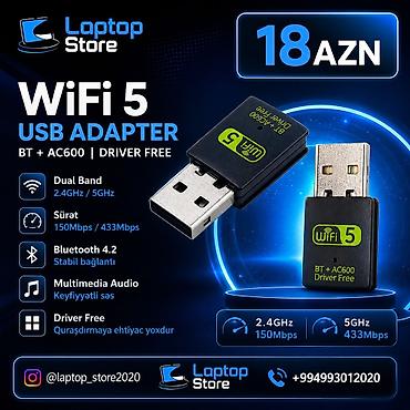 WiFi 5 USB Adapter (BT + AC600) – 18 AZN Kompüter və ya notebookunuza lalafo.az -da WiFi 5 USB Adapter (BT + AC600) – 18 AZN Kompüter və ya notebookunuza