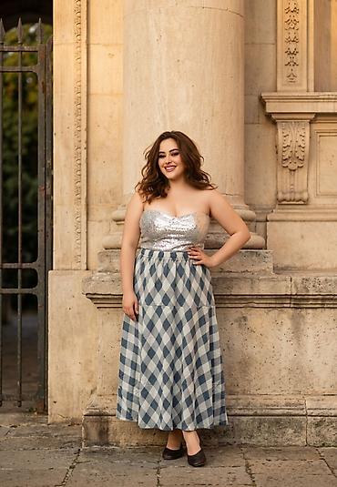 Suknje: Ženska midi suknja sa A-krojem i elastičnim pojasom - Dužina: midi — 10