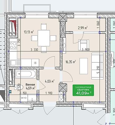 Продажа квартир: 1 комната, 41 м², Пишпек Элитка, 14 этаж, ПСО (под самоотделку) — 7