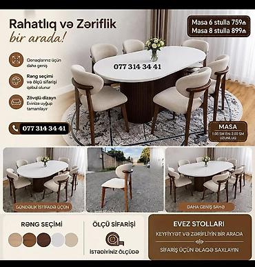 mebel qorka: Rahatlıq və zərifliyi birləşdirən yemək otağı dəsti - Masa: oval — 1