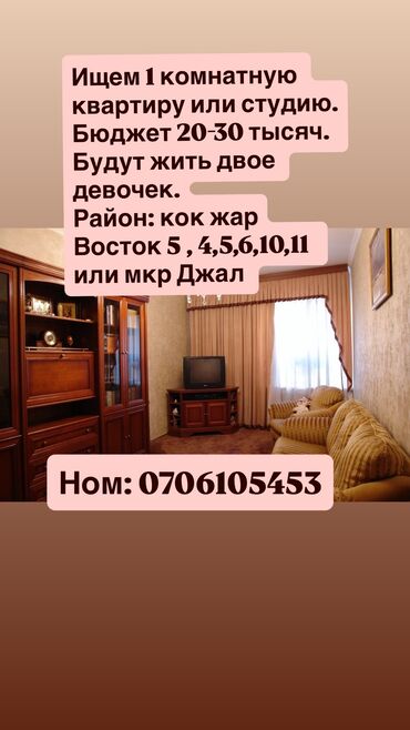 аренда квартир на долгий срок восток 5: 1 бөлмө, Менчик ээси, Чогуу жашоосу жок, Жарым -жартылай эмереги бар