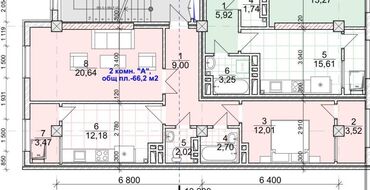 недостроеные дома: 2 комнаты, 66 м², Элитка, 7 этаж, ПСО (под самоотделку)