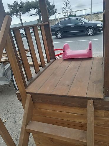 işlənmiş mebelər: Taxta uşaq oyun kompleksi – həyət və bağ üçün Məhsul təsviri: - Təbii — 6