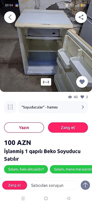 Soyuducu avadanlığı: 1 qapılı soyuducular hec bir problemleri yoxdu zəmanət verilir — 2