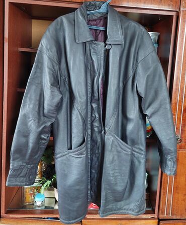 куртки поло: Кожаная куртка, Классическая модель, Натуральная кожа, С капюшоном, С утеплителем, С меховой отделкой, 9XL (EU 58)