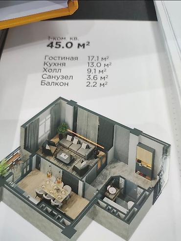 kant flat: 1 комната, 45 м², Технопарк Элитка, 7 этаж, ПСО (под самоотделку) — 5