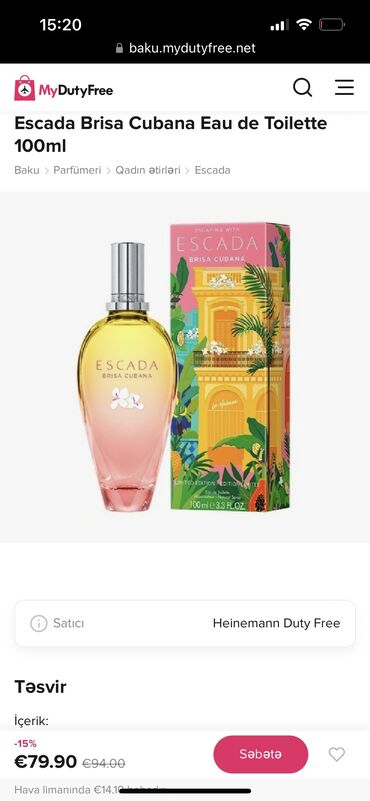 avon.az qeydiyyat: Escada cox cox az islenib. xaricden alinib.burda yoxdur